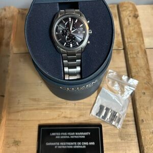 Citizen Silver Watch with Black Chronograph Dial